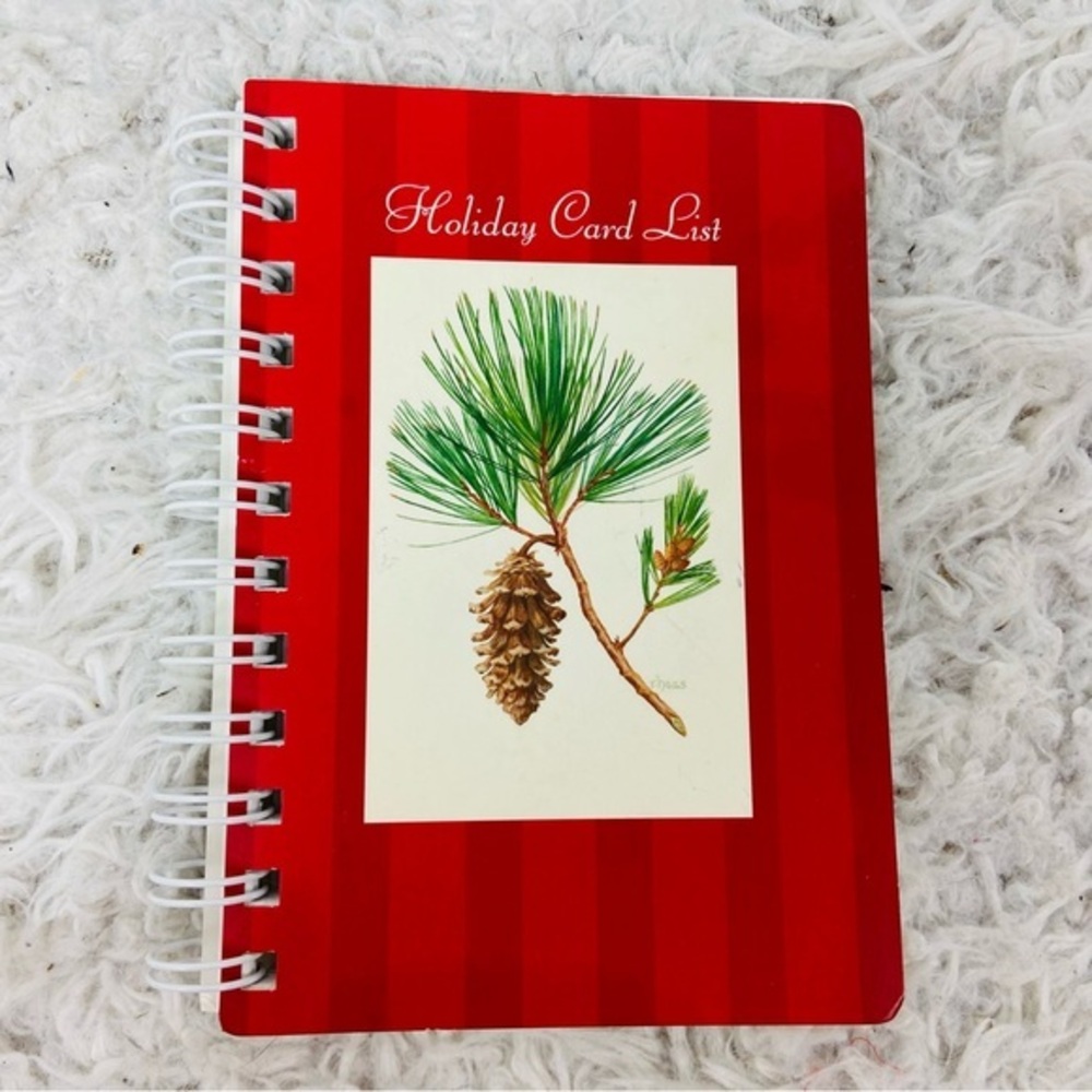 Hallmark White Spiral Christmas holiday card list Notebook